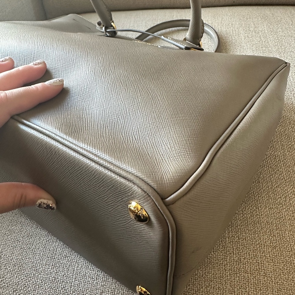 Prada Taupe Leather Handbag with Gold Accents - Picture 11 of 15
